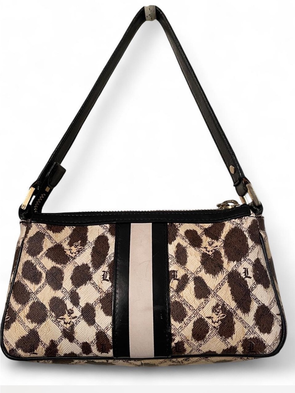 Vintage L.A.M.B. Gwen Stefani Leopard Print Baguette Shoulder Bag Y2K Rare